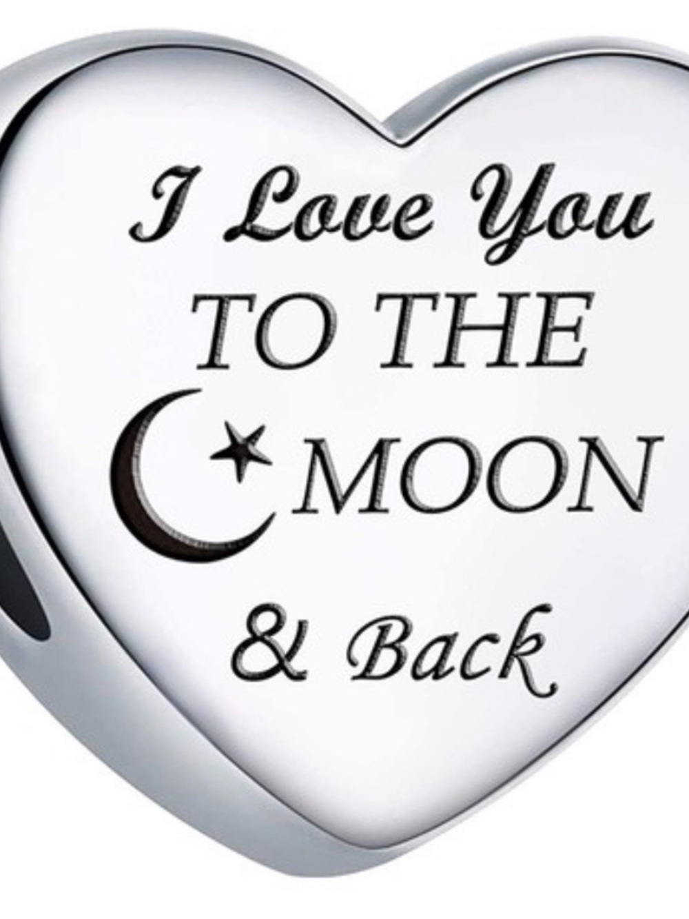 Pangama Heart Charm  'I Love You To The Moon & Back' - Silver Tone
